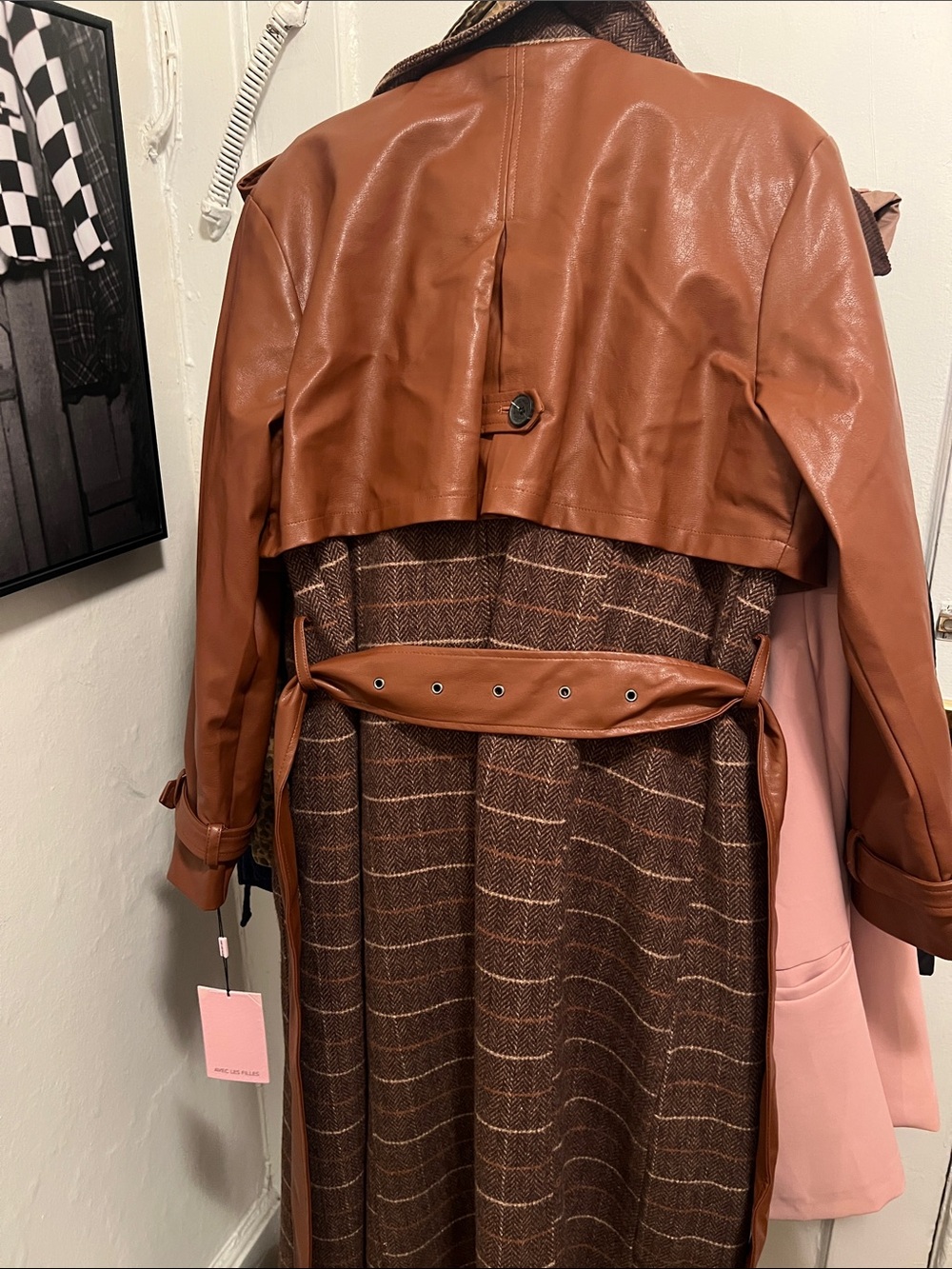 Avec Les Filles Brown Mixed-Media Trench Coat NWT - Picture 11 of 16